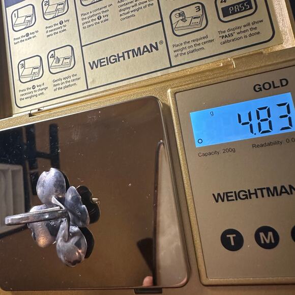 Stuart NYE vintage 1940s 925 sterling silver dogwood flower adjustable ring - Picture 9 of 9